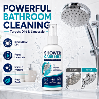 🚿Fast-Acting Shower Limescale Remover Spray – Dissolves stubborn mineral deposits & hard water stains. Restores water flow & shine – just spray & wipe! 🧼