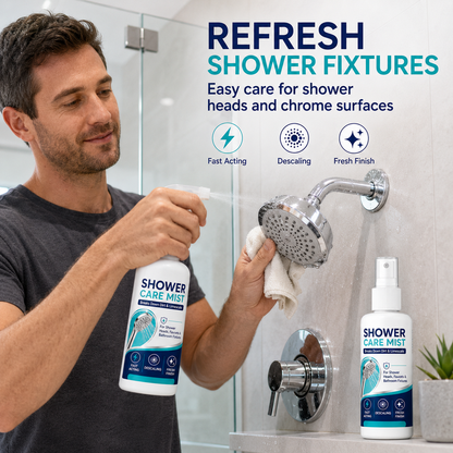🚿Fast-Acting Shower Limescale Remover Spray – Dissolves stubborn mineral deposits & hard water stains. Restores water flow & shine – just spray & wipe! 🧼