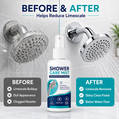🚿Fast-Acting Shower Limescale Remover Spray – Dissolves stubborn mineral deposits & hard water stains. Restores water flow & shine – just spray & wipe! 🧼