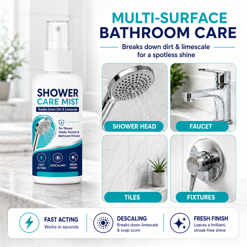 🚿Fast-Acting Shower Limescale Remover Spray – Dissolves stubborn mineral deposits & hard water stains. Restores water flow & shine – just spray & wipe! 🧼