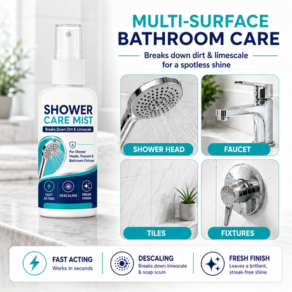 🚿Fast-Acting Shower Limescale Remover Spray – Dissolves stubborn mineral deposits & hard water stains. Restores water flow & shine – just spray & wipe! 🧼